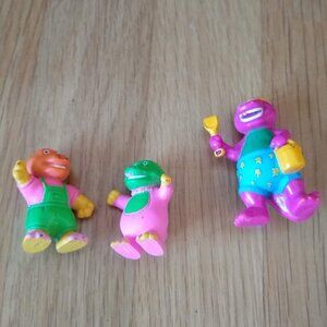 Sun Beach Barney Shovel Pail Swimsuit 2.5" PVC x 3 The Lyons Group. 1993 Vintage